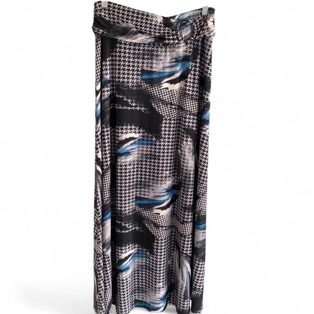 Vintage black, white and teal maxi skirt